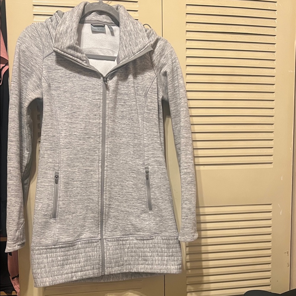 Athleta Light Gray Zip-Up Utility Jacket